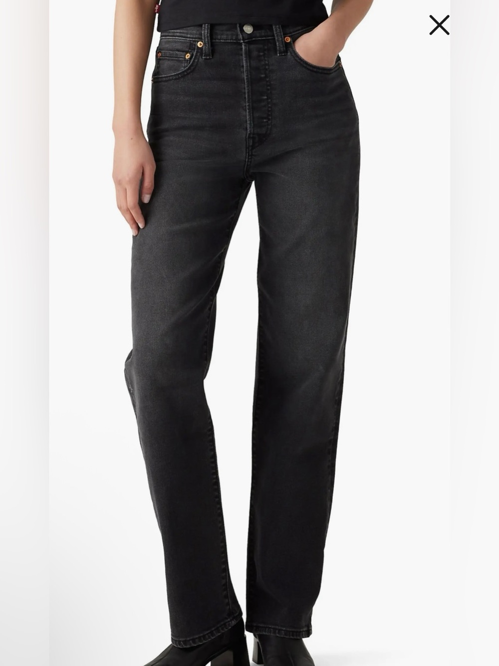 Levi’s Washed Black Ribcage Straight Ankle Jeans - Size 31